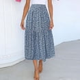 thumbnail image 6 of Women's Smocked High Waist Maxi Skirt Casual Long Skirts with Pockets, 6 of 9