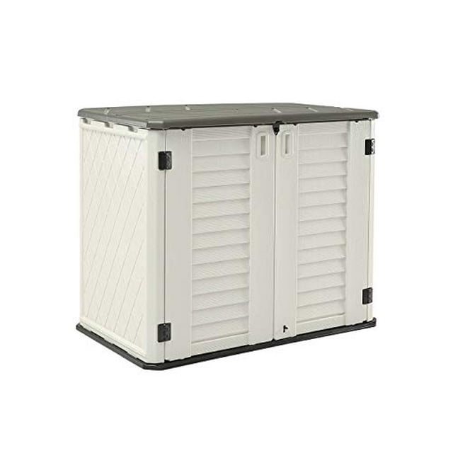 HOMSPARK Résistance aux Intempéries de Hangar de Stockage Horizontal, Boîte de Rangement Extérieure Polyvalente pour les Arrière-Cours et les Patios, 26 Pieds Cubes de Capacité pour Vélo, Tondeuse à Gazon, Poubelles, Accessoires de Patio