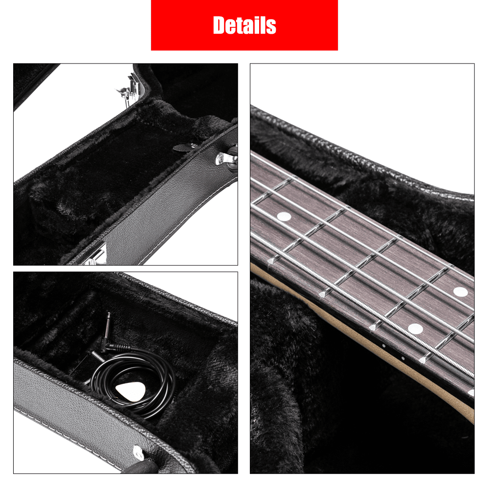 Tcbosik Electric Guitar Hard Case for 335 Style Semi-Hollow & Hollowbody, Lockable PU Leather Hard Shell, Black