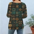 thumbnail image 5 of Lmueinov 3/4 Length Sleeve Womens Tops Vintage Print Loose Fit Casual Boho Tops Crew Neck Flowy T-Shirts Vacation Outfits for Women Summer Fall Travel, 5 of 6