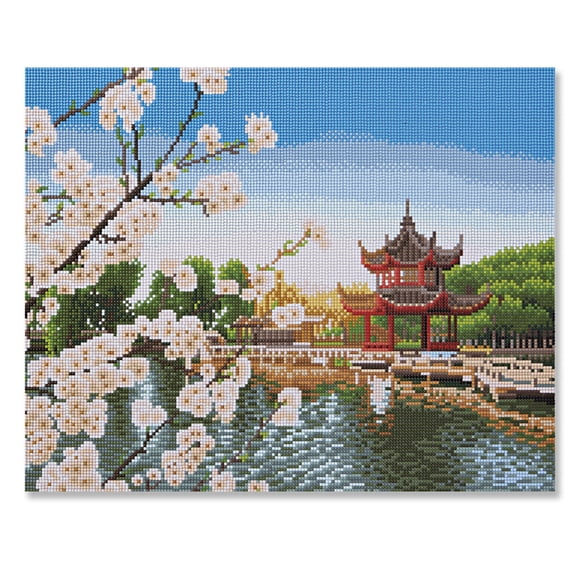 Pagoda Diamond Art Kit by Make Market – Full Drill with Gems & Tools - 16" x 20" Canvas - 6 Pack