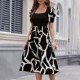 thumbnail image 1 of Qiopertar Mode Femmes Été Décontracté Robe Longue à Manches Courtes Col en V Grandes Économies de Vacances! Moins de 5$ jusqu'à 90 % de Réduction, 1 of 8