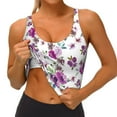 thumbnail image 3 of Fotbe Violets Flowers Sujetador Deportivo Largo sin Aros para Mujer con Almohadillas y Soporte Medio, Transpirable y Absorbente, Camiseta Tipo Chaleco o Tank Top-Small, 3 of 8