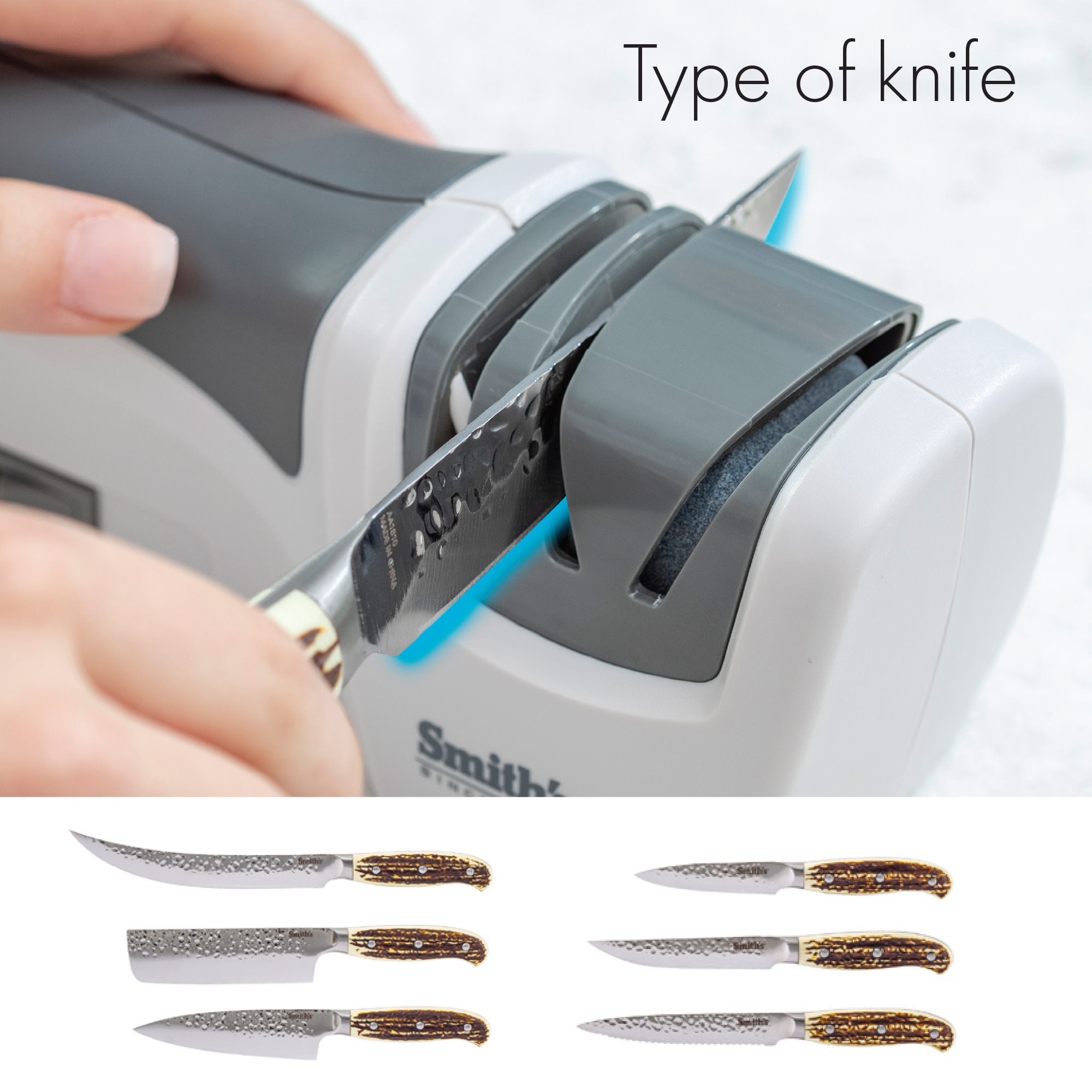 Kitchen IQ Essentials Compact Electric Knife Sharpener, White