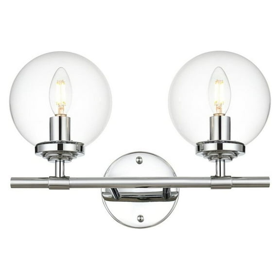 Living District Ingrid 2-Light Iron & Glass Bath Sconce in Chrome and Clear