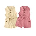 thumbnail image 1 of Combinaison pour Enfants Col Rabattu Combinaison Sans Manches pour les Filles Tout-Petits, 1 of 5