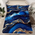 thumbnail image 2 of Feelyou Art Abstract Stripe Twin Sheet Sets for Adult, Chic Marble Ombre Twin Fitted Sheet, Watercolor Ink Navy Flat Sheet, Super Cozy Room Decor, 3-Piece, 2 of 7