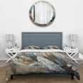 thumbnail image 3 of Designart "Feather Extravaganza Gold II" Glam Feather Bedding Covert Set - Glam Blue Floral Bed Set With 2 Shams, 3 of 6