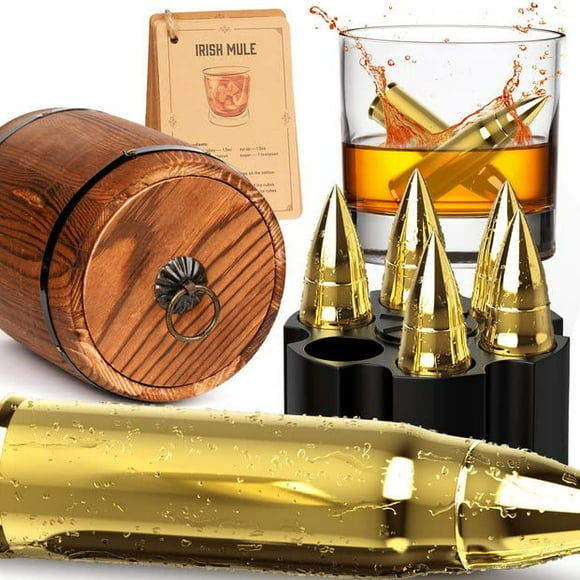 Juego de piedras de whisky Oaksea, reutilizables, de acero inoxidable, regalo