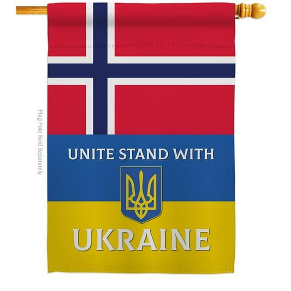 USA Decoration H170268-BO Norway Stand with Ukraine Support Cause 28 x 40 in. Double-Sided Decorative Vertical House Flags for Decoration Banner Garden Yard Gift