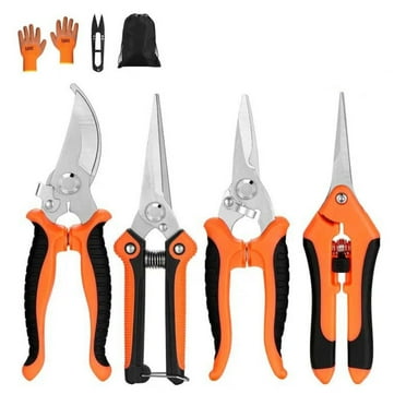 BN-LINK 4 Pack Garden Pruning Shears, Stainless Steel Gardening Tools Handheld Scissors Set with Gardening Gloves, Heavy Duty Garden Bypass Pruning Shears,Tree Trimmers Secateurs, Hand Pruner