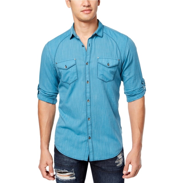 Camisa con Botones I-N-C Vera para Hombre Color Azul Extragrande