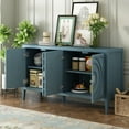 thumbnail image 3 of Harper & Bright Designs Sideboard Buffet Cabinet with Storage and Shelves, Farmhouse Sideboard Cabinet with Circular Groove Design Metal Door Handle for Entrance Living Room, Antique Blue, 3 of 13