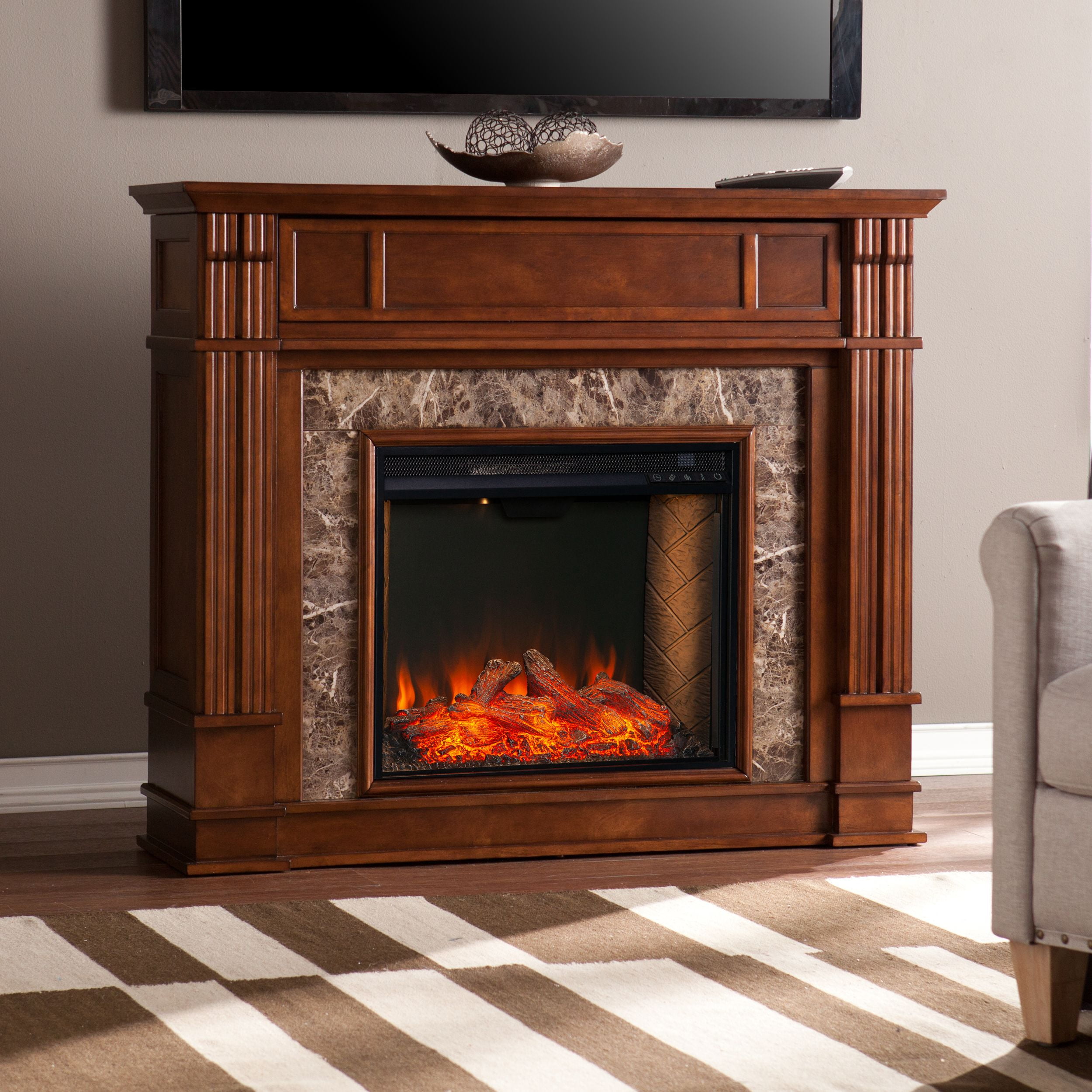 Southern Enterprises Tennyson Ivory, Southern Enterprises Griffin Electric Fireplace With Bookcases Ivory