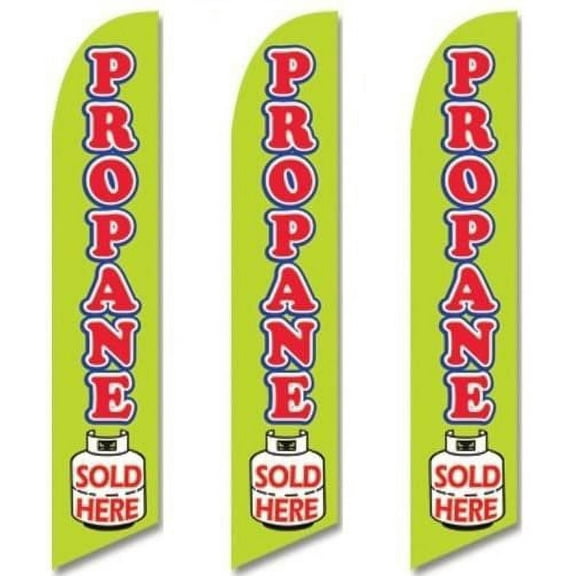 Three 3 Pack Full Sleeve Swooper Flags PROPANE SOLD HERE Green Red Blue Tank