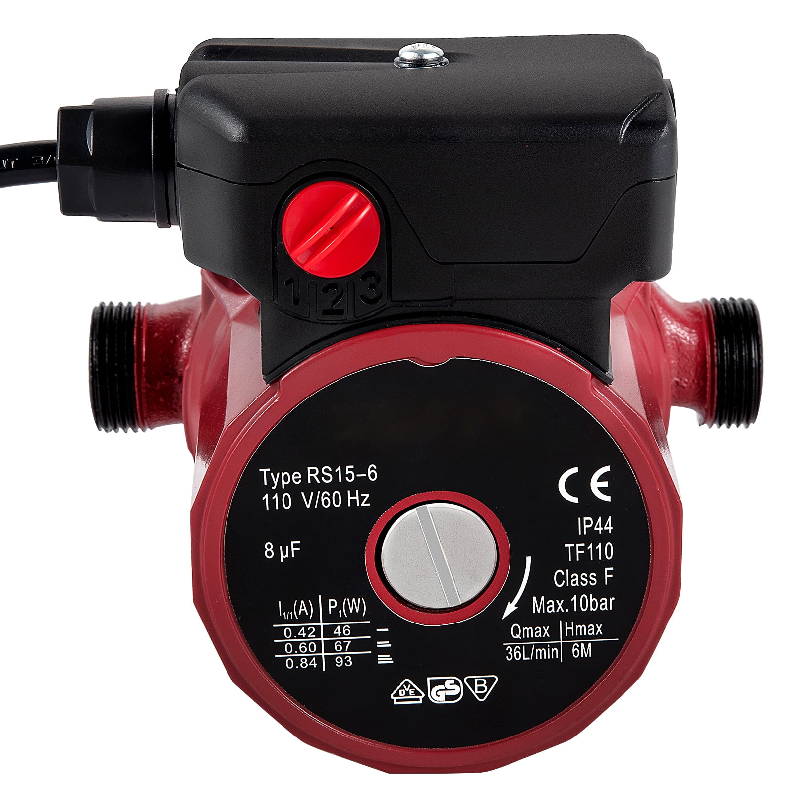 KFFKFF Water Movement Pump, 93W 110V, NPT 3/4" Brass Attachments, 3-Mode Control, 9.5 GPM RS15-6, Suitable for Electrical Water Heating Systems