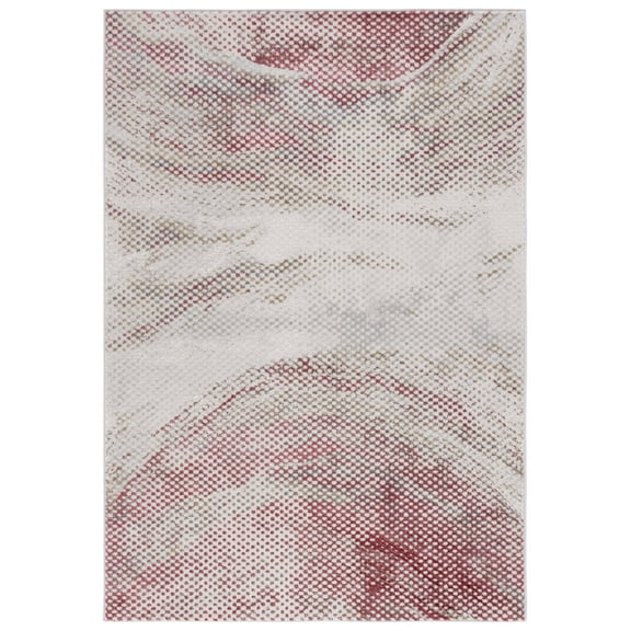 SAFAVIEH Palma Shawn Abstract Area Rug, Light Grey/Red, 5'5" x 7'7"