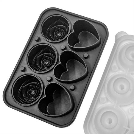 

TpowZoF Ice Cube Tray Rose Ice-cube Mould Heart Shape Ice Tray Silicone Ice Mould With Clear Funnel-type Lid 3 Heart & 3 Rose Shape Ice Ball Maker For Whiskey Cocktails Drinks