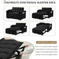 thumbnail image 5 of 53 inch 3-in-1 Convertible Sofa Bed Pull Out Sofa, Multi - Functional Loveseat Sleeper with Adjustable Back, Side Pockets & Smooth Wheels, Velvet Upholstered for Living Room, Black, 5 of 7