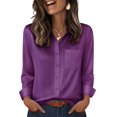 thumbnail image 3 of Zeagoo Womens Satin Blouse Long Sleeve V Neck Shirts Dressy Casual Button Down Business Shirts With Pockets, 3 of 6
