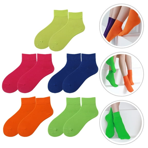 ORDDIART 5 Pairs Lady Socks Cotton Comfortable Breathable For Women In Assorted Color And Neon