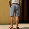 thumbnail image 4 of Men's High Waist Casual Business Shorts Pleated Front Cotton Linen Blend Summer Lightweight Breathable Rolled Cuff Shorts with Side Pockets Gray 2XL, 4 of 4