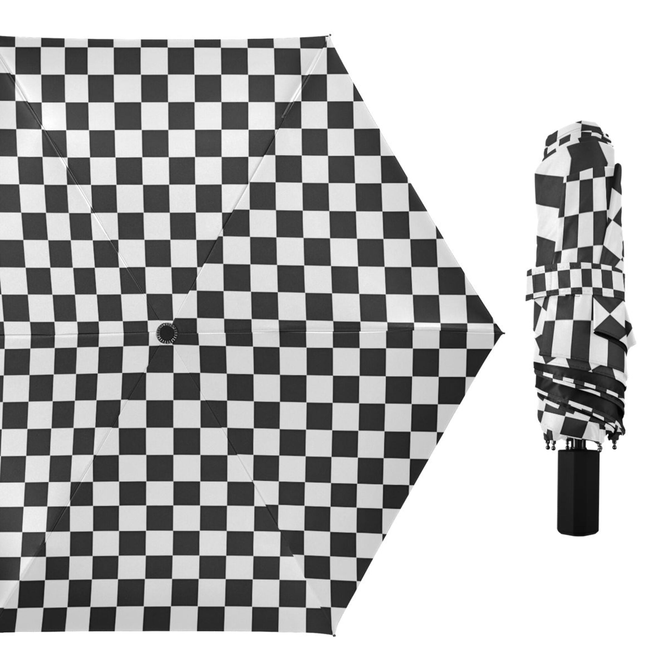 ALAZA Buffalo Checkered UPF 50+ Compact Folding Umbrella for Rain Travel Umbrella Packable