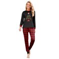 thumbnail image 2 of Yuaguia Family Christmas Matching Pajamas Set, Wish You a Merry Christmas Tree Letter Print Long Sleeve Tops and Red Black Plaid Pants, Holiday Sleepwear, Women 3XL, 2 of 5