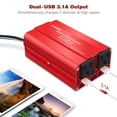 thumbnail image 2 of SUTENGDA LVYUAN 500W Power Inverter  DC 12V to AC 110V Car Inverter with 2 American Standard Sockets  3.1A Dual USB Car Adapter for Mobile Phones and Tablets computer, 2 of 6