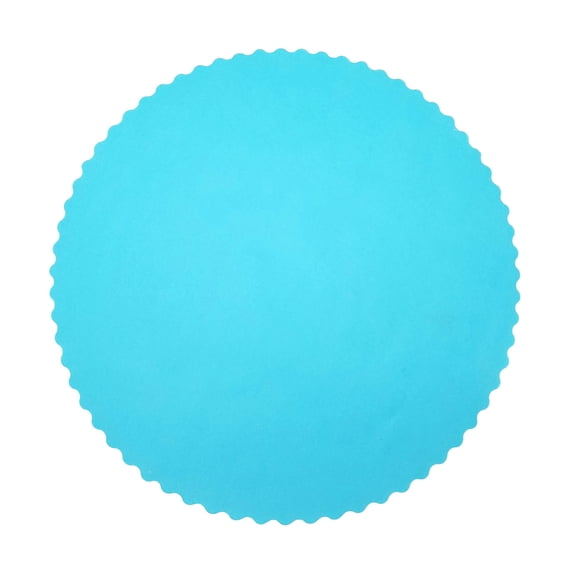 14 inch diameter Aqua round paper placemats scalloped - 24# paper - 24 pcs