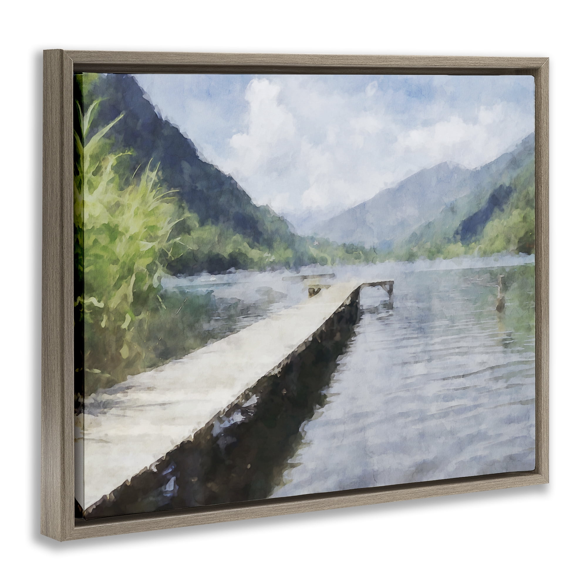 Stupell Industries Dappled Lake Dock Brown Framed Floater Canvas Wall Art, design by Kim Curinga
