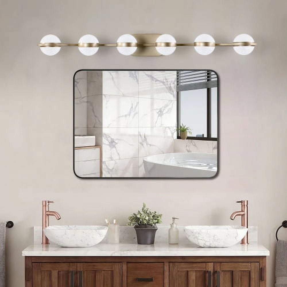 ACE-LIGHTS,6-Light Modern Minimalist Golden Bathroom Vanity Light With Acrylic Shades,Bathroom Mirror Lamp for Bathroom,Dressing Room,Bedroom,Living Room,Office,Restaurant,Bars(Brushed Gold)