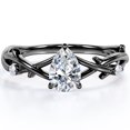 thumbnail image 1 of Tree Branch Design Crossover 1.10 Carat Pear Cut Moissanite Flush Engagement Ring In 18K Black Gold Plating Over Silver, 1 of 4