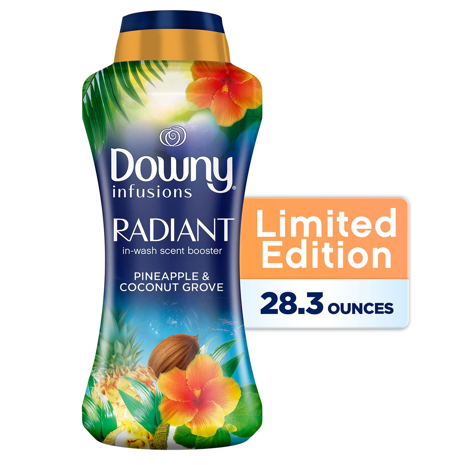 (2 pack) Downy Infusions Radiant In-Wash Scent Booster Beads, Pineapple & Coconut Grove, 28.3 oz
