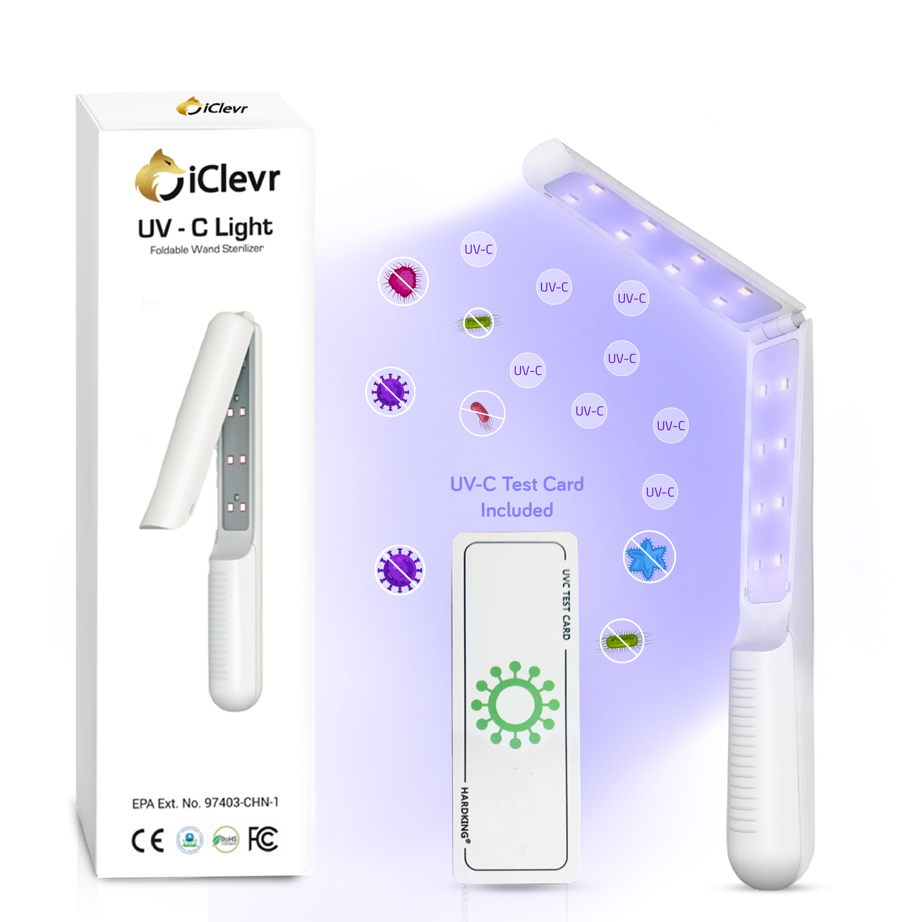 UV Handheld Steriliser Wand Kill Germs One Click Sterilisation Portable and Travel Ready Ozone Free