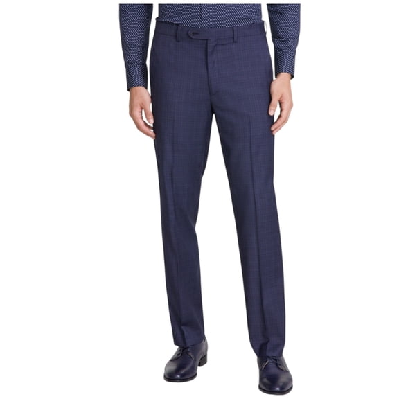 Tallia Mens Classic fit Dress Pants 36 / 30 Navy Blue Geometric Stretch