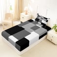 thumbnail image 4 of Homewish Minimalist Grid Twin Sheets,Mid Century Art Bedding,Black Gray,3-Piece,1 Fitted Sheet and 1 Pillowcase, 4 of 6