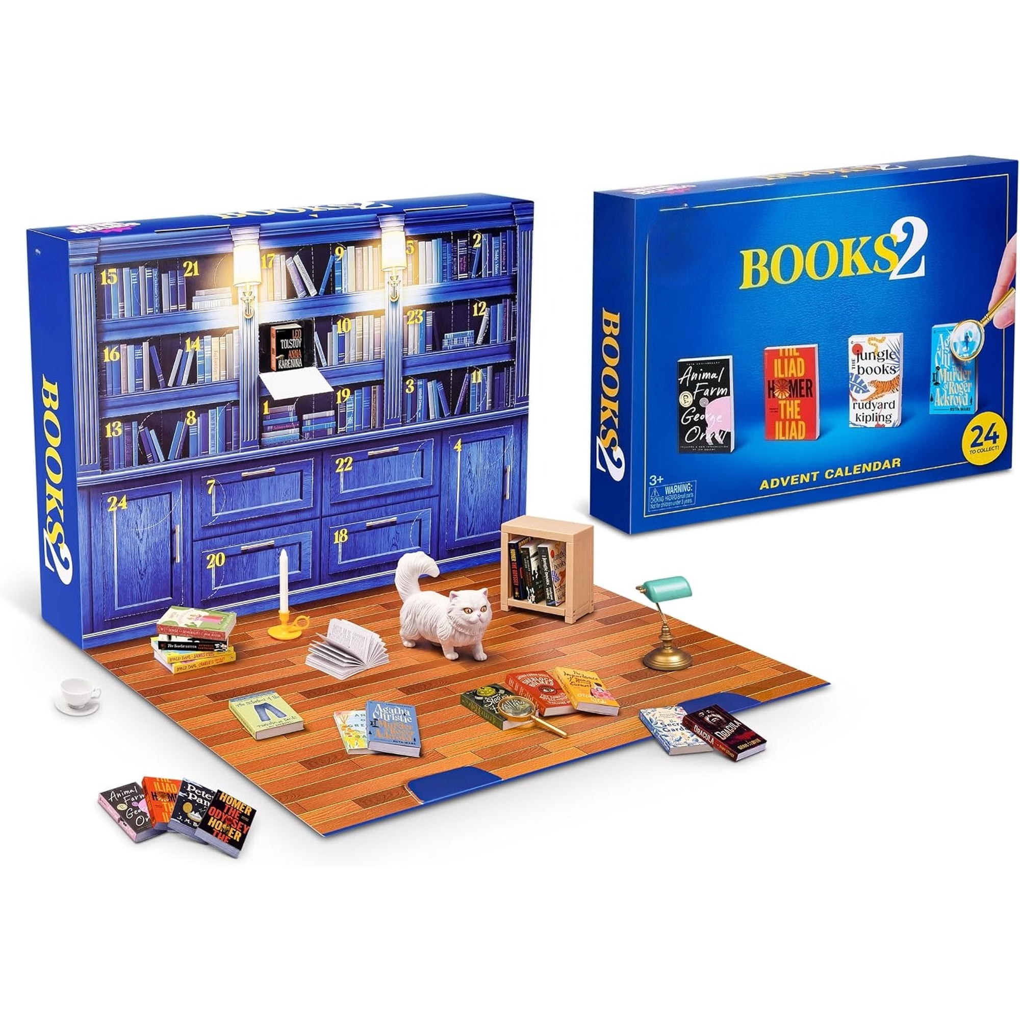 Mini Book Advent Calendar, 24-Day Countdown with 18 Real Miniature Books & 6 Reading Accessories, Collectible Classic & Modern Titles, Gift for Book Lovers, Kids & Family