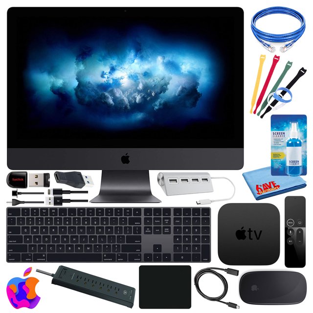 Refurbished Apple 27" iMac Pro with Retina 5K Display (32GB RAM, 1TB SSD) Bundle with Apple TV 4K 32GB + Surge Protector + 32GB Flash Drive + USB-C Hub + USB-C Extension Cable + More Apple MQ2Y2LL/A-B02R