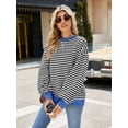 thumbnail image 5 of Deago Women Oversized Striped Color Block Long Sleeve Crew Neck Sweatshirt Casual Loose Pullover Y2K Shirt Top, 5 of 8