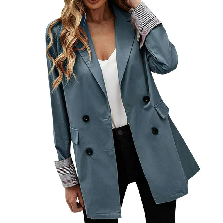 Ketyyh-chn99 Women's Jackets Coats Buttons Solid Winter Coat Fall Coat for  Women Navy,2XL 