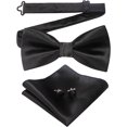 thumbnail image 1 of SURJDE Mens Solid Color Pre-tied Bow Tie and Pocket Square Cufflink Set, 1 of 4