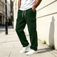 thumbnail image 2 of BVOFAR Cargo Sweatpants for Men Wide Leg Baggy Sweatpants Loose Soft Drawstring Elastic Waisted Pant with Pockets Green S, 2 of 10