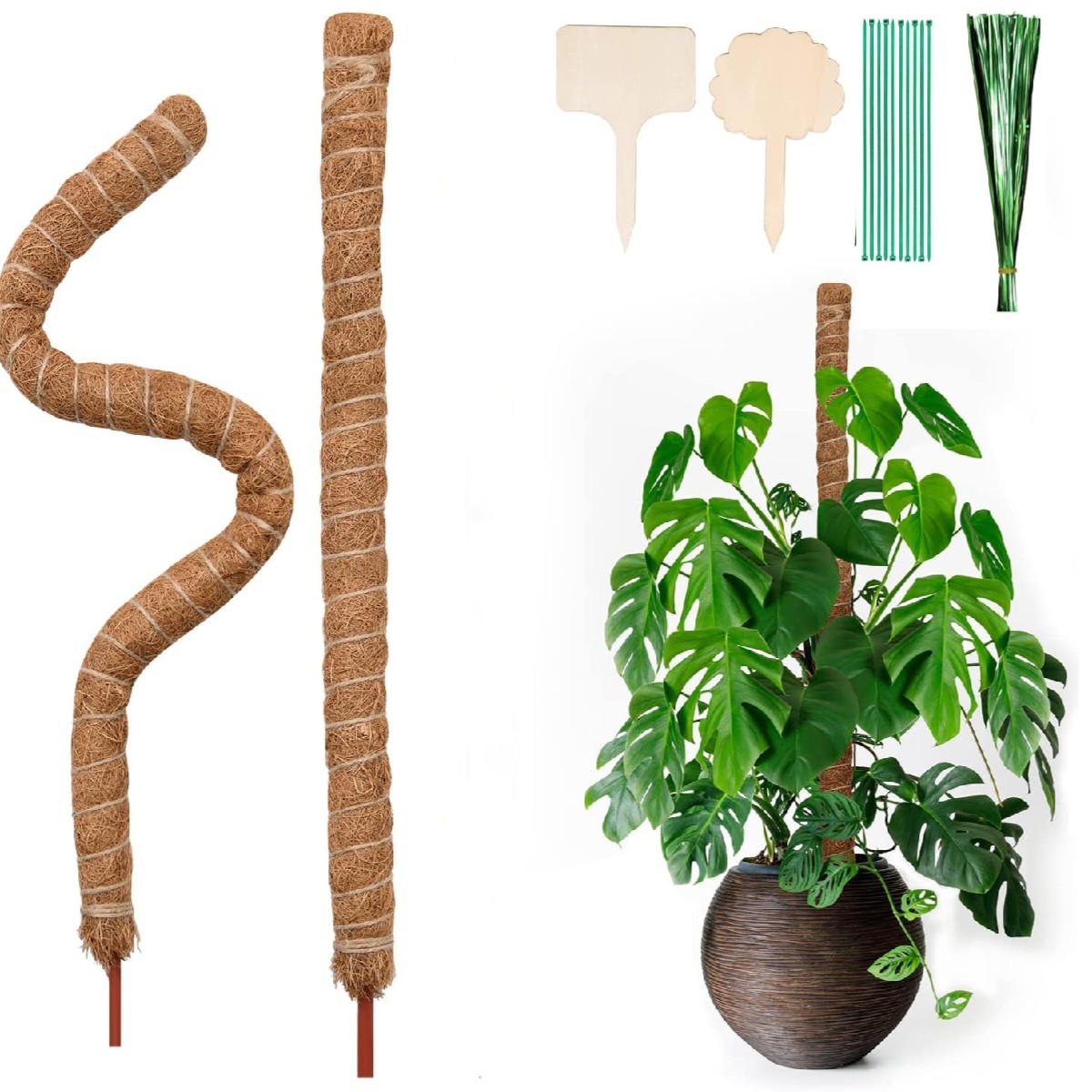 27'' Moss Pole, Moss Pole for Plants, 2PCS Bendable Plant Sticks