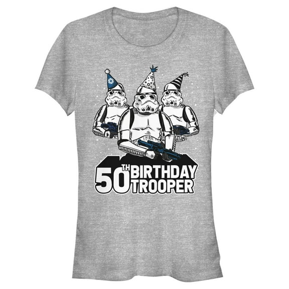 Junior's Star Wars Stormtrooper Party Hats Trio 50th Birthday Trooper Graphic Tee Athletic Heather Medium