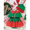 thumbnail image 2 of SUNSIOM Costume de Bébé Fille Elf Tenue Bébé Manches Longues Col Poupée Robe avec Chapeau Ensemble de Noël 2 Pcs, 2 of 9