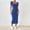 Blue, variant on Women's Dresses Summer Plus Size Solid Color French Neck Side Split Knit Short Sleeve Flattering Dress