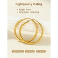 thumbnail image 6 of FindChic 14K Gold Plated Hoop Earrings for Women Stainless Steel Huggie Loop Earrings Hollow Tube Hoops Birthday Mothers Day Jewelry Gifts Her Mom Wife, 60mm, 6 of 8