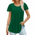 thumbnail image 2 of Wlylongift Easter 2024 Women's Fashion Irregular pleated solid color loose T-shirt Short Sleeves Blouse Round Neck Large size Casual Tops(S-XXXXXL), 2 of 5