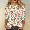thumbnail image 2 of lcziwo Mother's Day Gifts Oversized Tshirts for Women 2025 Easter Eggs Graphic Tees Shirt Casual Crew Neck 3/4 Length Sleeve Tops Cotton Pullover Blouse Multicolor XXXXXL, 2 of 6
